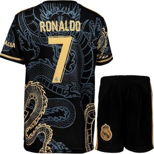 PURESTOF Ronaldo No #7 Special Edition Kids Soccer Jersey Kit Set Short Socks Youth Sizes Black