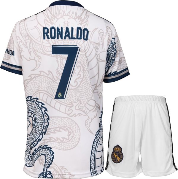 PURESTOF Ronaldo No #7 Special Edition Kids Soccer Jersey Kit Set Short Socks Youth Sizes White